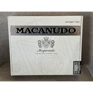 Macanudo Inspirado White Empty Cigar Box 8.25 x 7 x 2 inch Silver Black Honduras